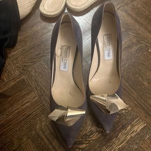 Jimmy Choo dark purple plumps with gold decoration. Size 40